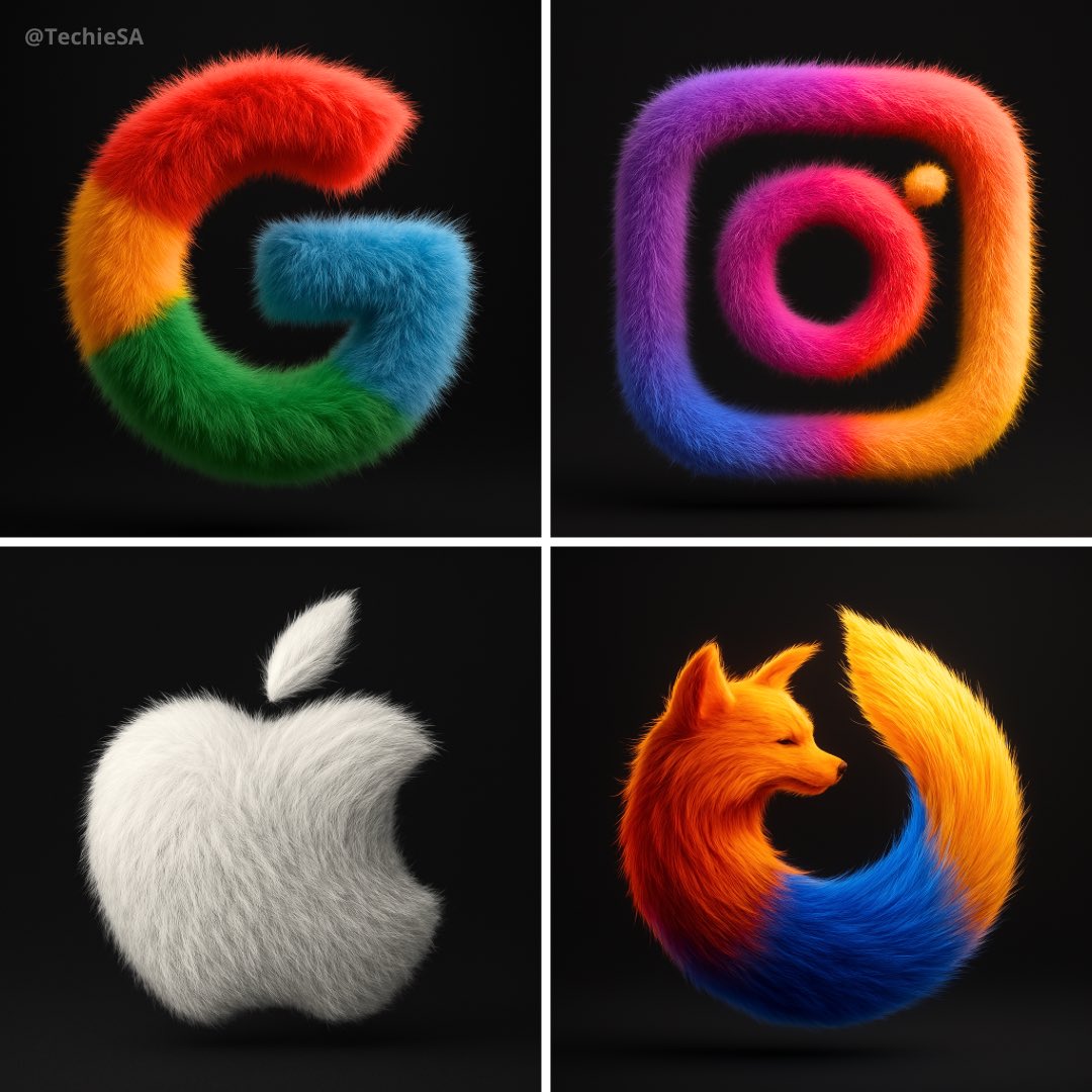 Transform a brand logo into a hyper-realistic 3D fluffy object while preserving its exact shape and brand colors. Render with cinematic backlighting and soft shadows on a clean black background for a tactile, surreal, modern look in 4K photoreal quality.