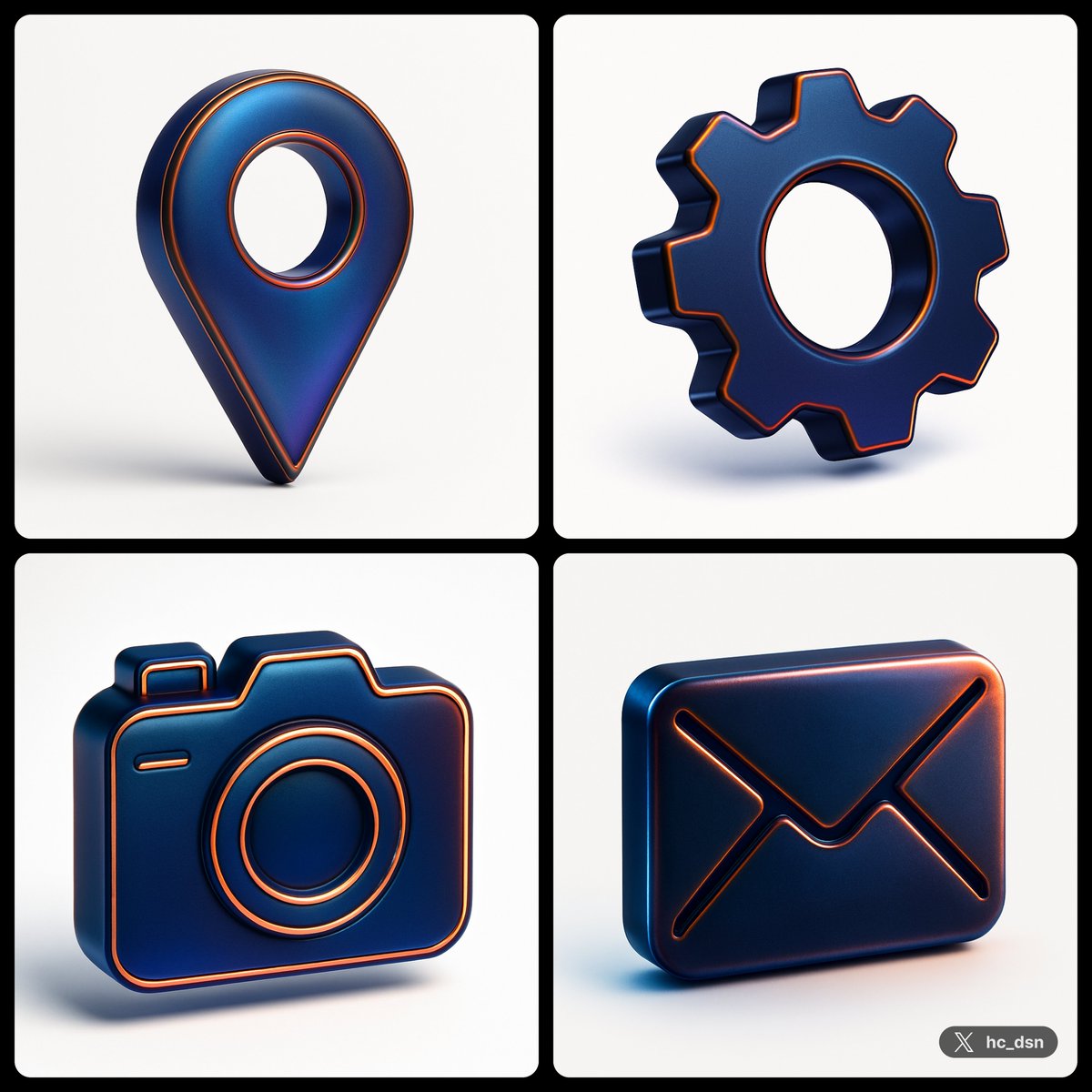 Create a 1:1 floating vector-style icon rendered as a smooth matted translucent metallic alloy in deep blue with iridescent sheen, copper panel lines, and studio lighting on a solid matte white background. Centered eye-level composition with isometric style and sharp focus throughout.
