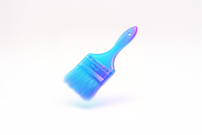 Retexture an attached image in shape-lock mode with translucent neon glass-gel materials, smooth aqua-to-violet gradients, and soft HDRI highlights on a clean white background. Creates a weightless floating look with ultra-soft contact shadows for modern product and branding visuals.