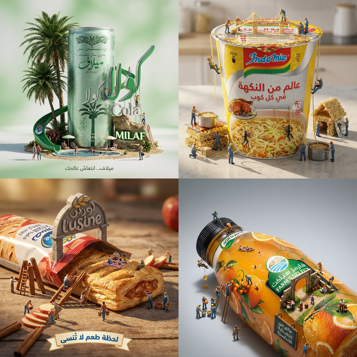 Create a highly detailed miniature surreal scene where tiny people interact realistically with the product shown in the uploaded image, treating it as their entire world. Designed for clean, minimalist, photo-real brand storytelling with cinematic lighting, integrated logo, and a context-adaptive slogan.