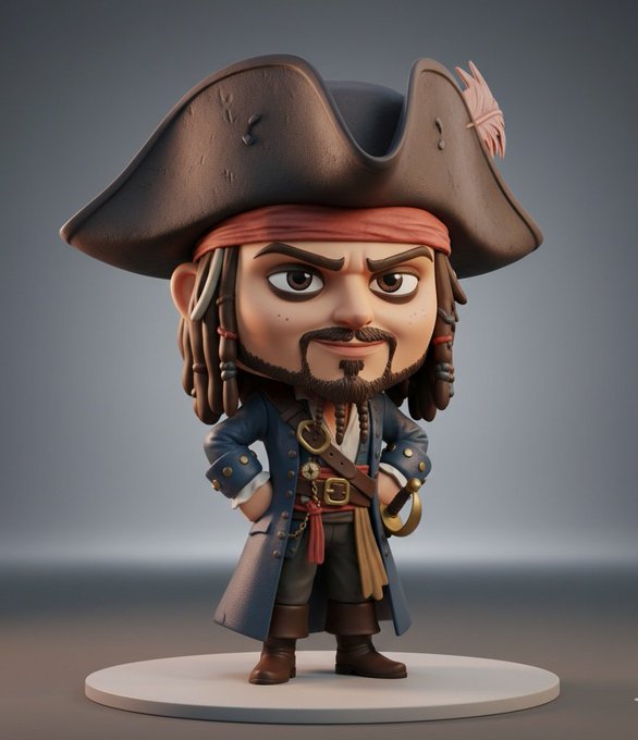 Create a 3D collectible chibi-style figure based on your chosen celebrity or character, with Pixar-quality realism, glossy vinyl texture, and cinematic lighting. Presented as professional product photography on a clean studio background in 8K.