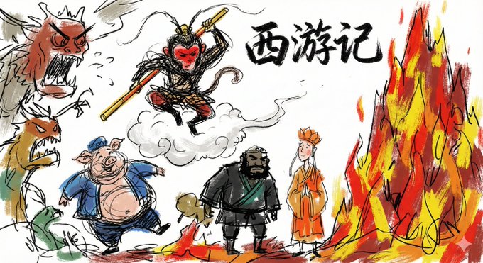 A doodle-sketch style illustration with casual, exaggerated linework and rough dry-brush blocks of color. Keep the background mostly white and avoid transparent watercolor bleeding and paper-texture rendering.