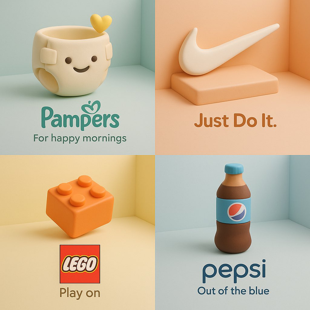 Create a soft 3D cartoon-style clay sculpture of a brand product in vibrant pastel colors within a minimalist isometric scene, with gentle lighting and subtle shadows. Include the product’s logo and a clear 3-word slogan below for clean, brand-forward presentation.