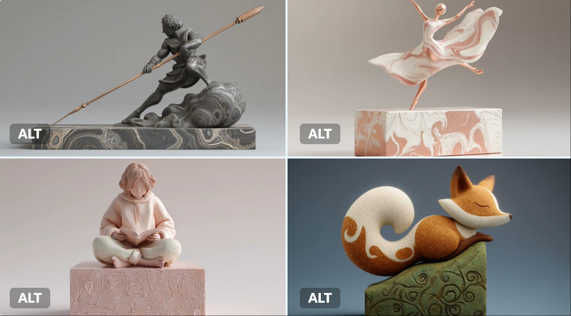 Create a digital clay sculpture with smooth, flowing curves and a tactile finish, resting on a minimalist plinth etched with organic swirl patterns and rendered in a refined color palette for a soft, contemporary aesthetic.