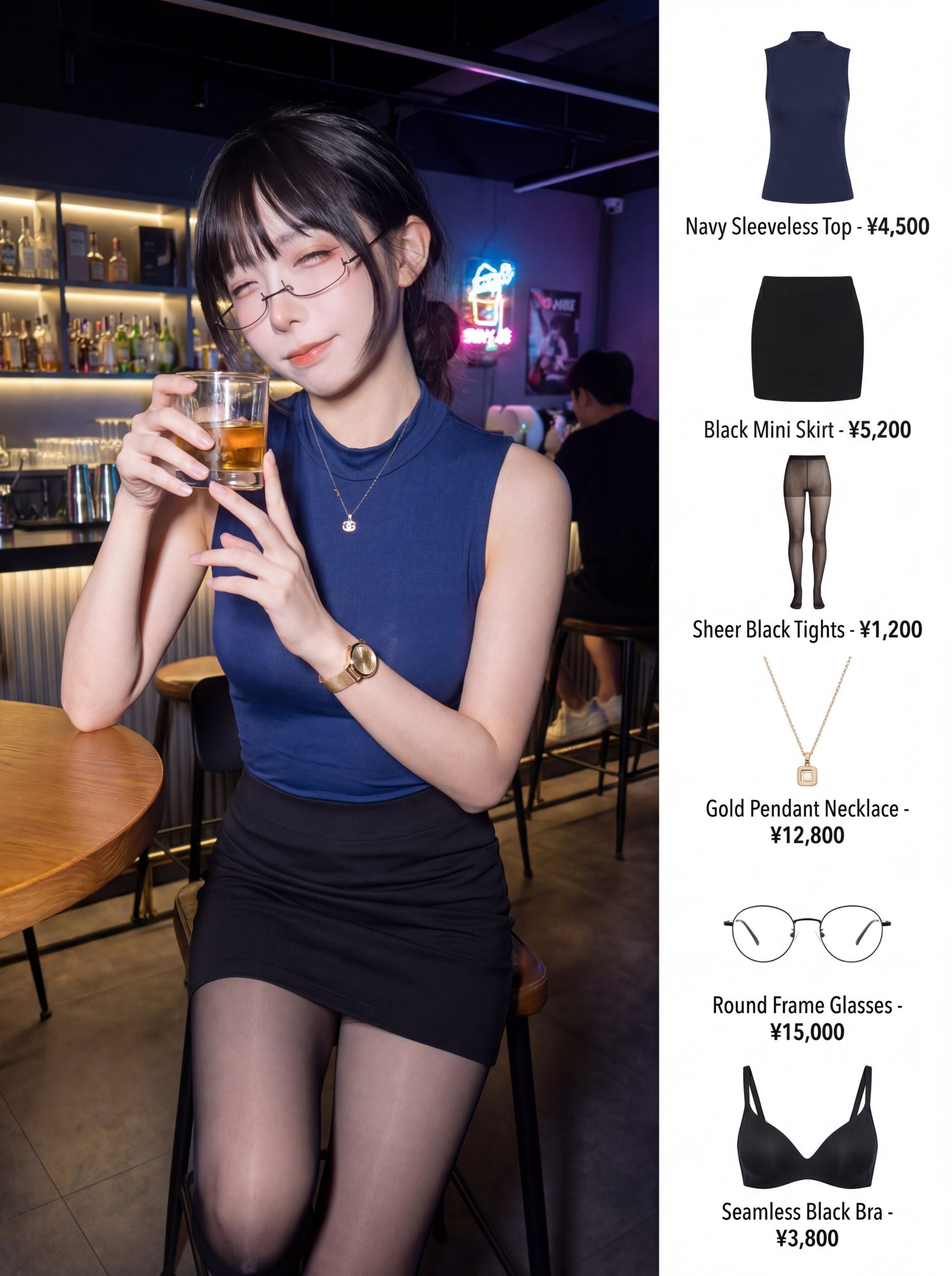 Create a bright, professional OOTD (outfit of the day) magazine-style collage that preserves the uploaded look on the left and presents a clean e-commerce product grid with names and prices on the right.
