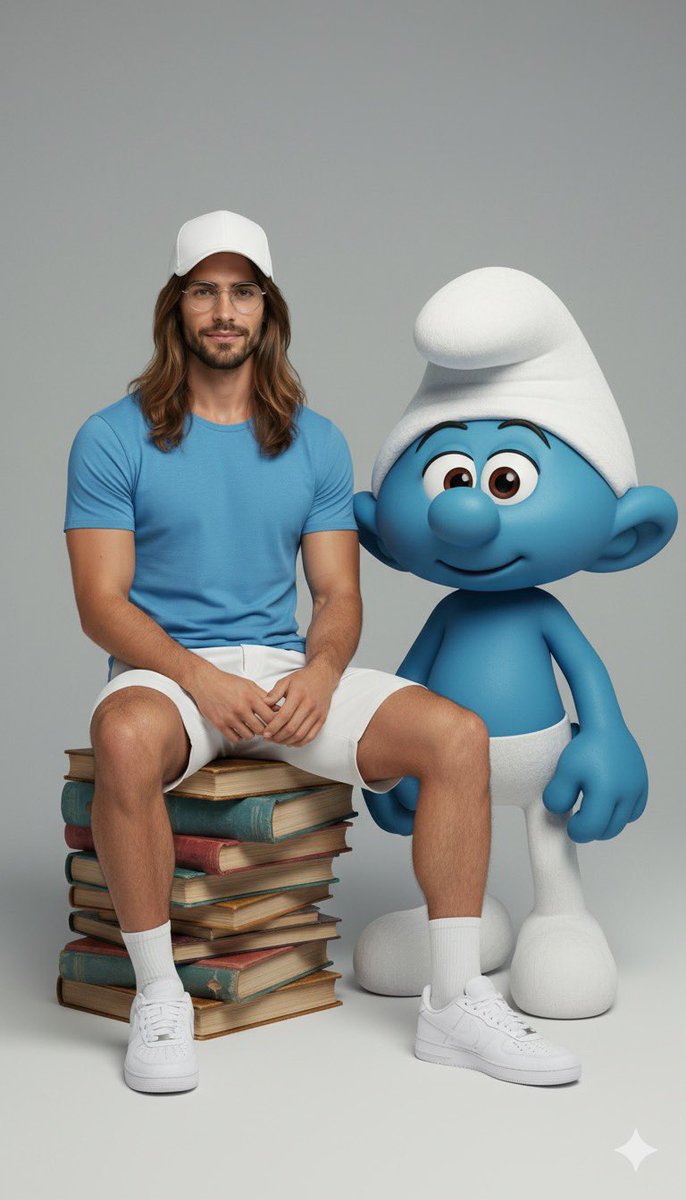 Create an ultra-realistic, full-body fashion portrait from an uploaded photo, featuring the person interacting with a fictional character in a studio or neutral setting. Soft cinematic lighting and editorial-grade composition preserve photorealistic textures while keeping the character’s signature look intact.