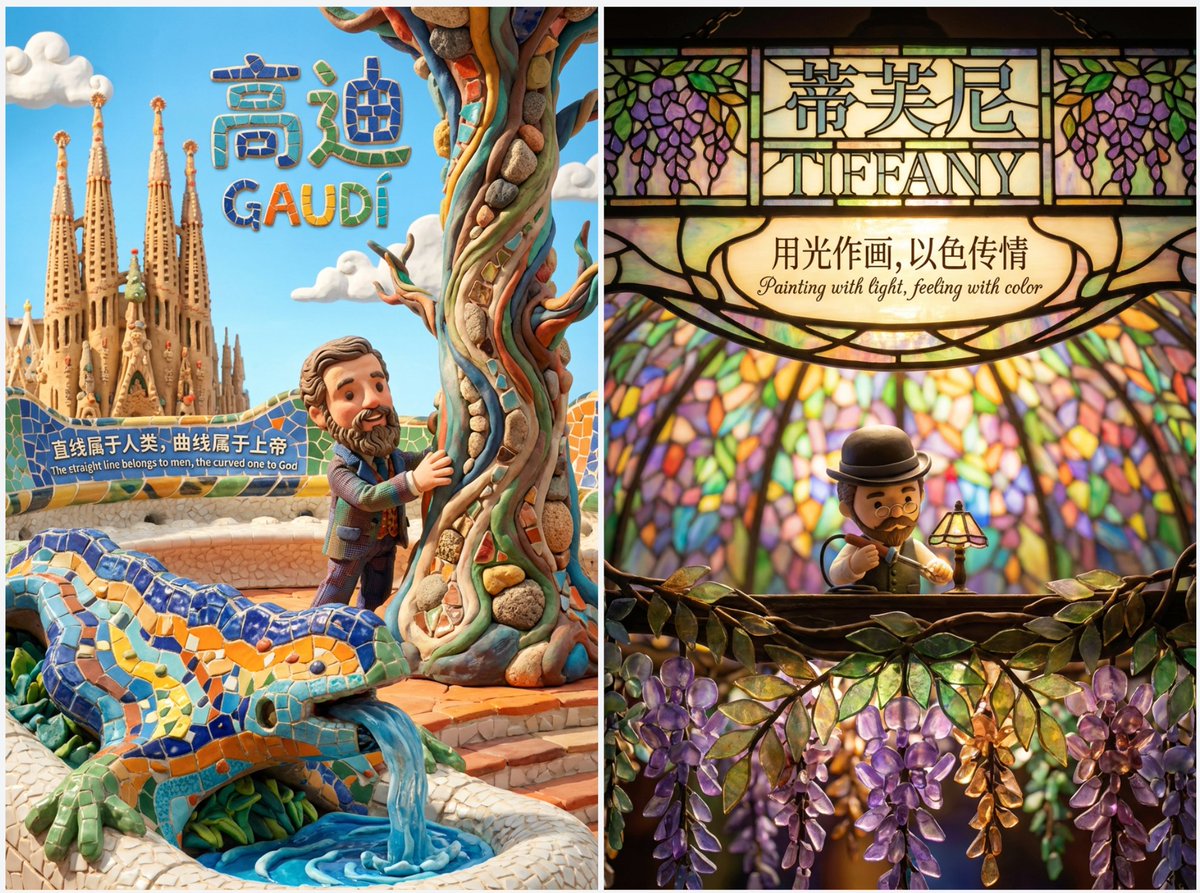 A top-tier clay stop-motion animation style poster prompt with Q-version cute proportions, macro photography bokeh, and a seamless 3D micro-world composition. Includes physically integrated Chinese/English titles and body copy formed from in-scene materials.