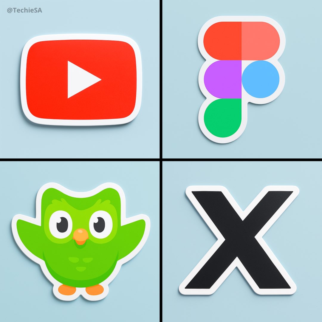 Generate a large, centered die-cut vinyl sticker featuring the {{BRAND}} logo with a thick white border on a soft light blue background, viewed from directly above with realistic drop shadows. The design stays clean and flat while showing subtle 3D depth and preserving original brand colors.