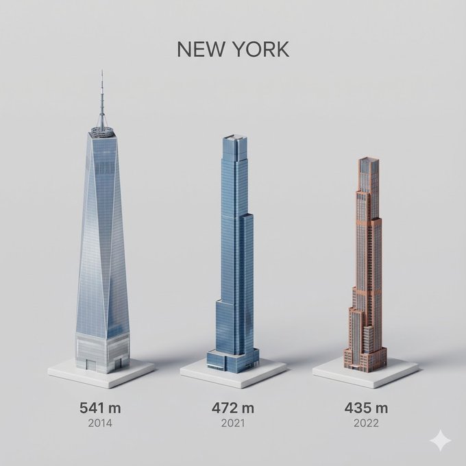 Create a clean, orthographic-style miniature 3D cartoon lineup of Sopot’s three tallest buildings, arranged left-to-right in strict descending height order with accurate real-world proportions and minimalist materials.