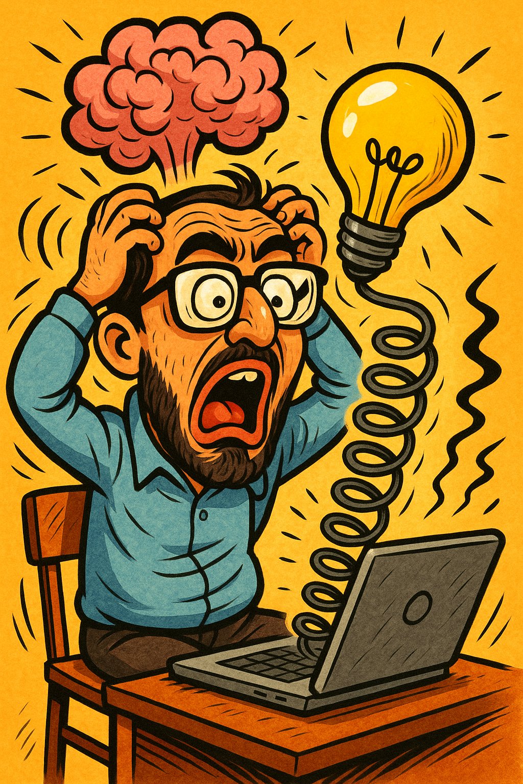 Create a humorous, clever cartoon/caricature that playfully teases the user using exaggerated expressions and surreal visual metaphors, aiming to amuse without insulting.