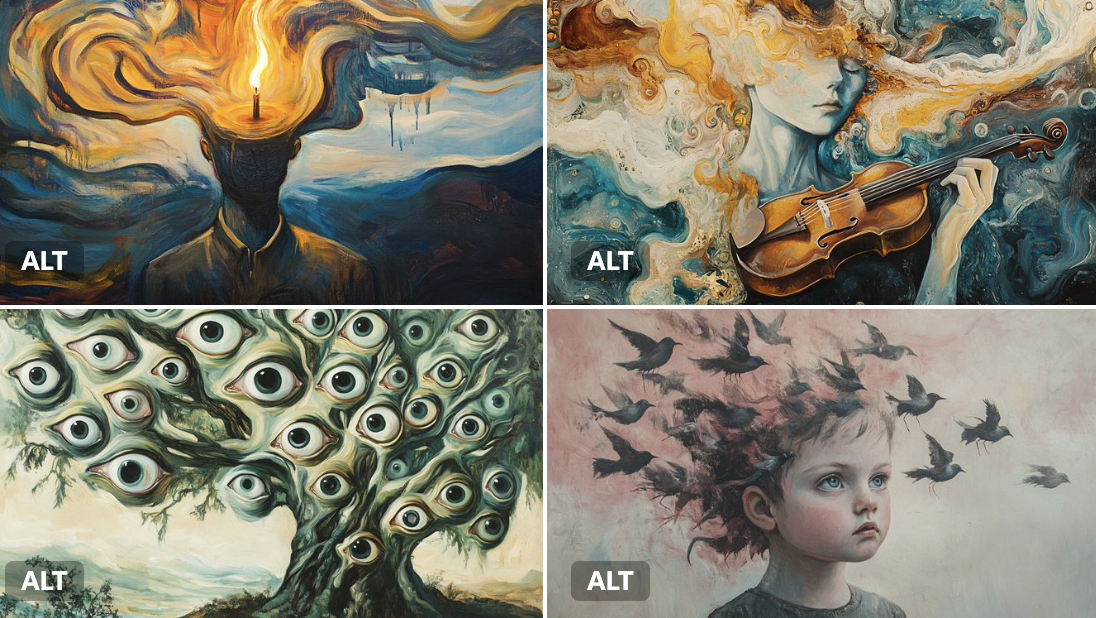 Create a surreal oil painting in an early 20th-century dreamscape style featuring melting shapes, floating forms, and swirling brushstrokes in two chosen colors.