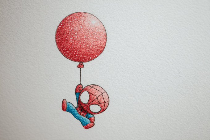 Create a simple, cute, full-color crayon drawing of a character on white paper in a children’s book illustration style, finished with two glitter accent colors and high detail.