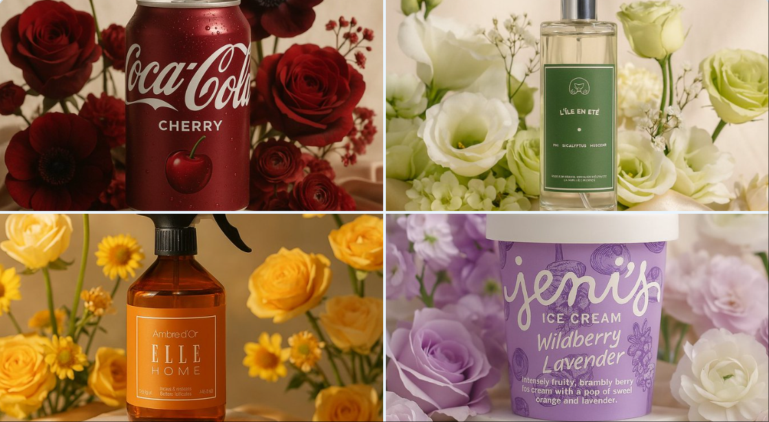 Create a high-end editorial product photo on a white marble pedestal with champagne silk and pastel flowers that harmonize with the product’s color palette, lit by soft natural light from the upper left.