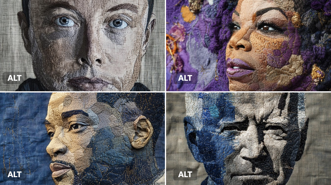 An embroidered portrait of your chosen subject, stitched in selected thread colors on deep linen fabric with visible needlework and layered, handmade textures for an earthy, sacred feel.