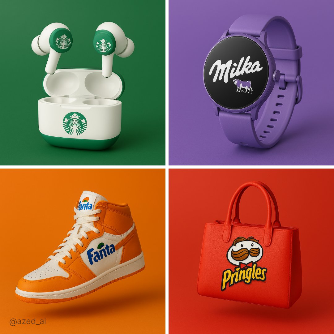 Create an ultra-realistic studio product photo of a branded lifestyle product featuring a prominent logo and the official brand color palette on a solid signature-color background.