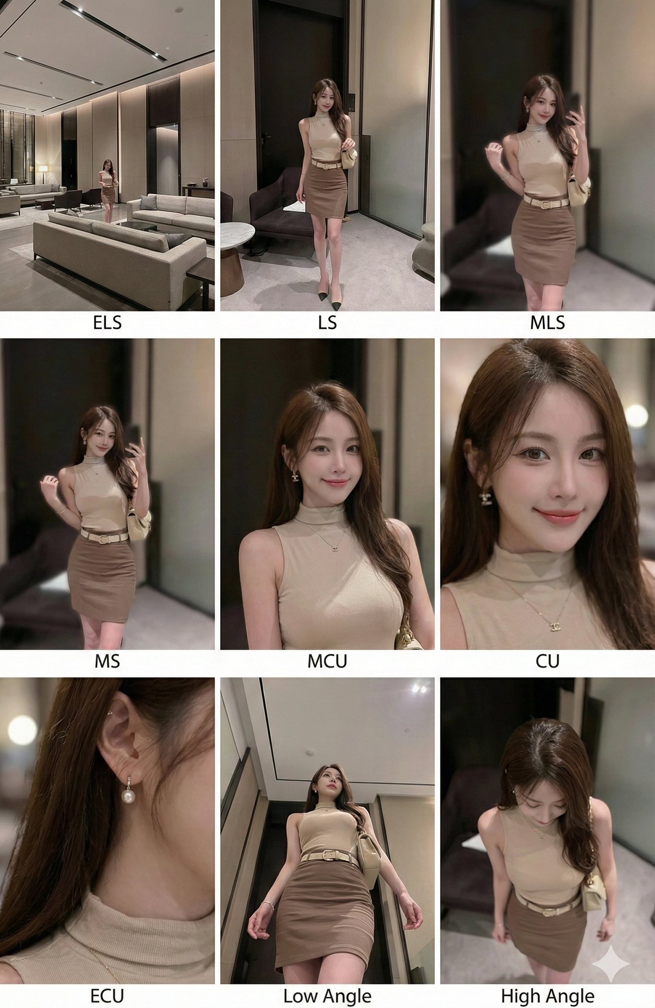 Analyze a reference image and generate a coherent 3x3 storyboard contact sheet of the same subjects in the same environment, covering nine classic cinematic shot types with consistent wardrobe, lighting, and realistic depth of field.