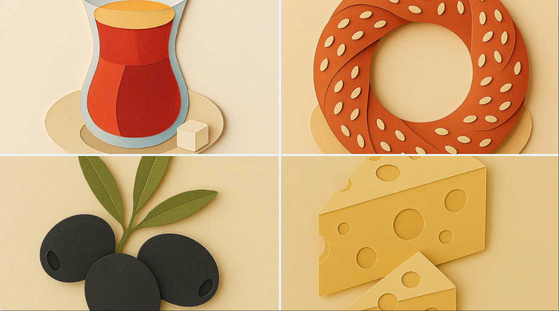 Create a clean, modern minimalist illustration in a paper cut-out style using soft pastel colors, layered paper textures, and subtle shadows for depth on a plain background with a slightly isometric perspective.