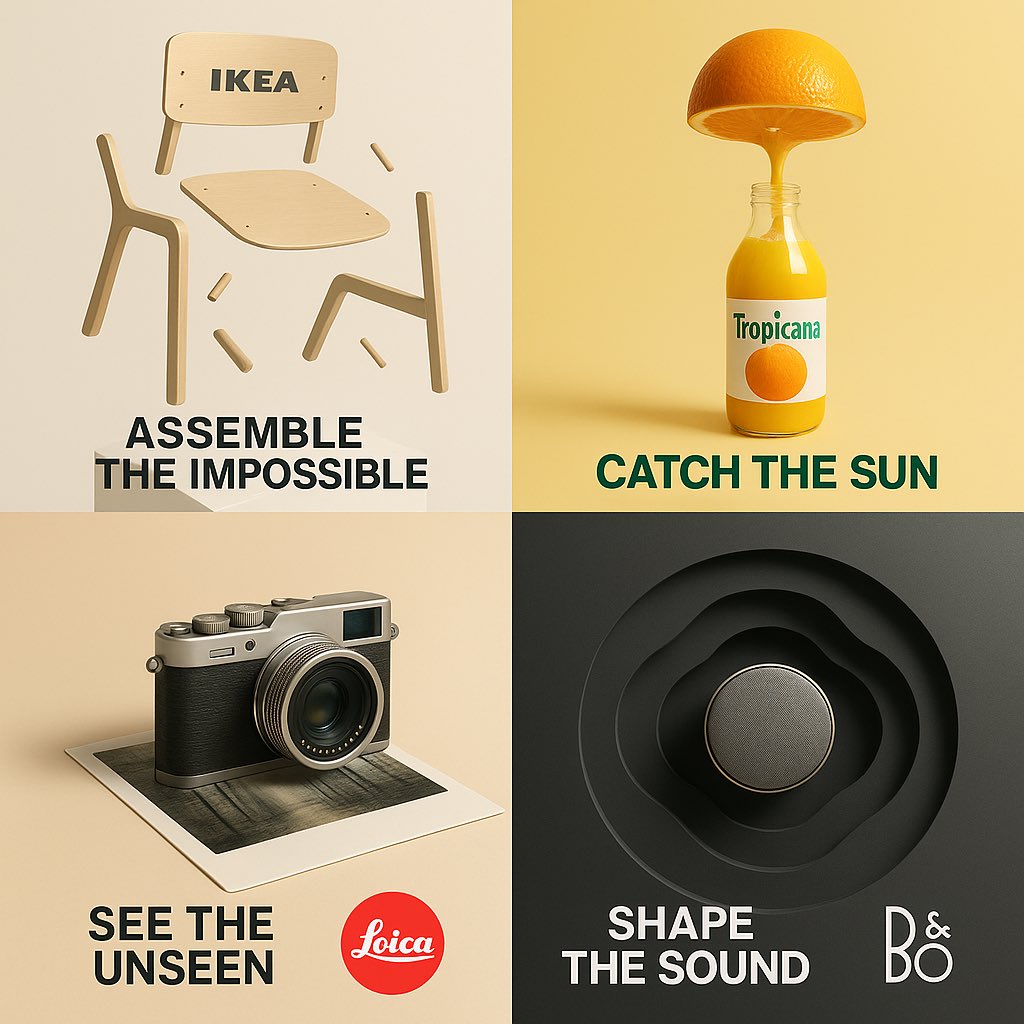 Create a square, high-resolution surreal minimalist conceptual ad poster that transforms a brand or product into a symbolic object of desire using minimal elements, negative space, and soft lighting.