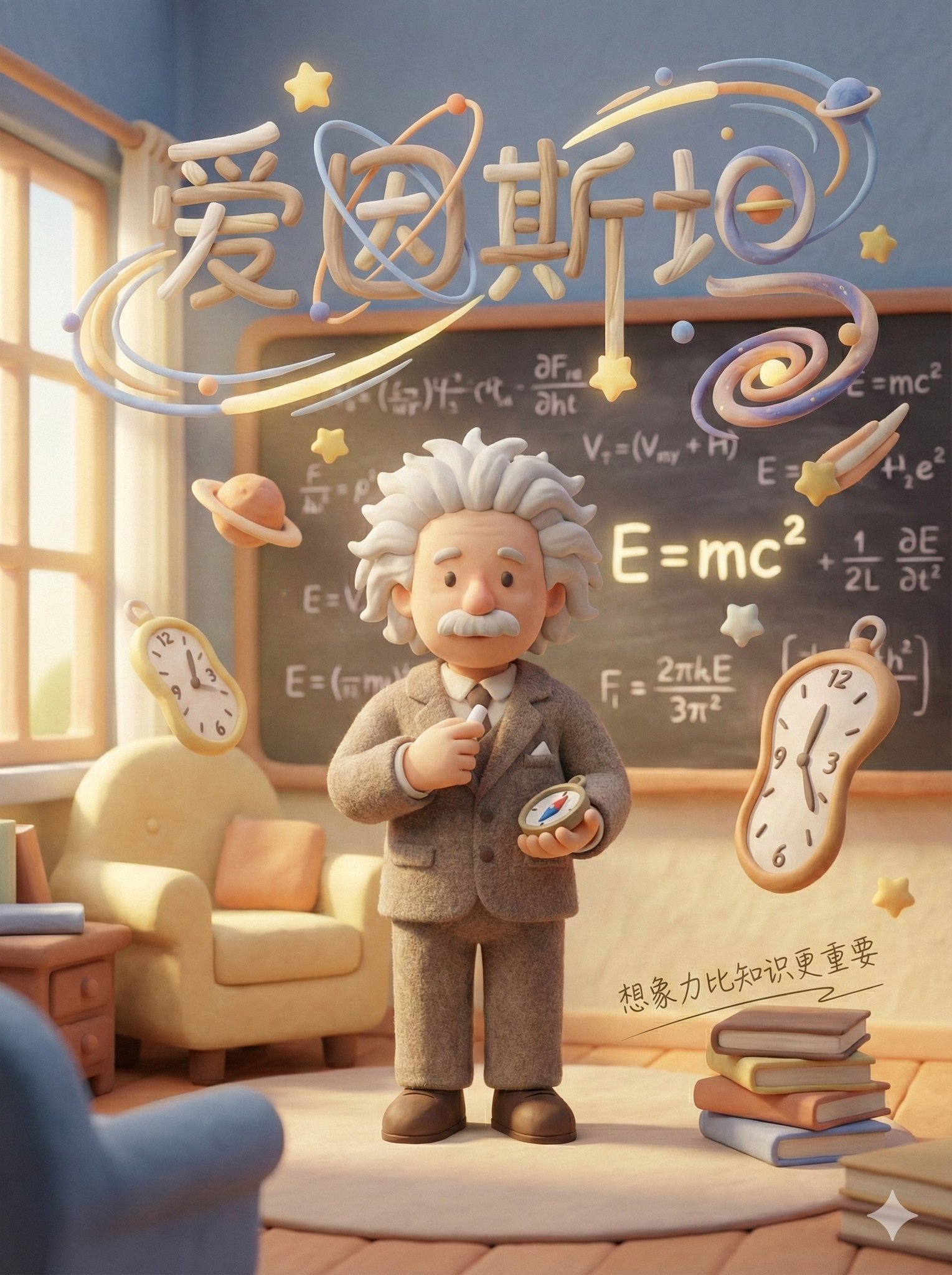 A complete vertical poster design in a soft-focus healing style with a Wes Anderson-inspired aesthetic, featuring dreamy, cozy volumetric lighting, pastel Morandi/macaron colors, and tactile matte clay with a hint of soft felt. The title is formed from environmental elements, with a thin-stroke handwritten Chinese slogan blended into the scene texture.