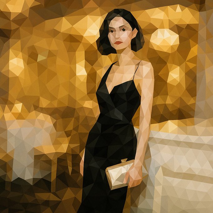 Transform an image into a refined low-poly mosaic style while preserving recognizable structure, facial features, and contours. Maintain the original color palette for a harmonious, natural aesthetic without adding new elements.