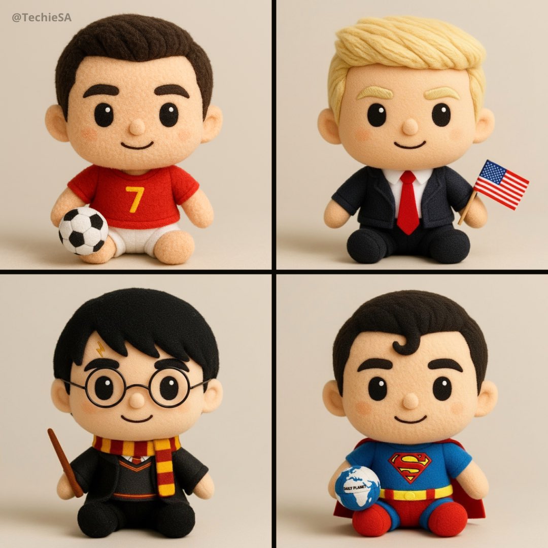 A soft, high-quality plush toy depiction with an oversized head, small body, and stubby limbs, shown full-body against a neutral background. Features fuzzy fabric, visible stitching, embroidered facial details, and soft, even lighting for a realistic collectible look.